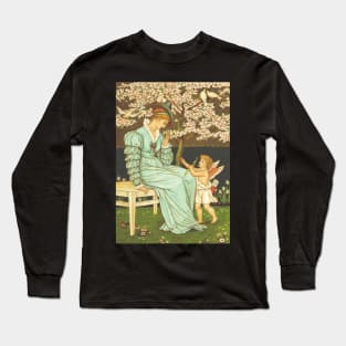 LOVE inspired: A Woman and an Angel by A Blossom Tree, Vintage Painting Long Sleeve T-Shirt